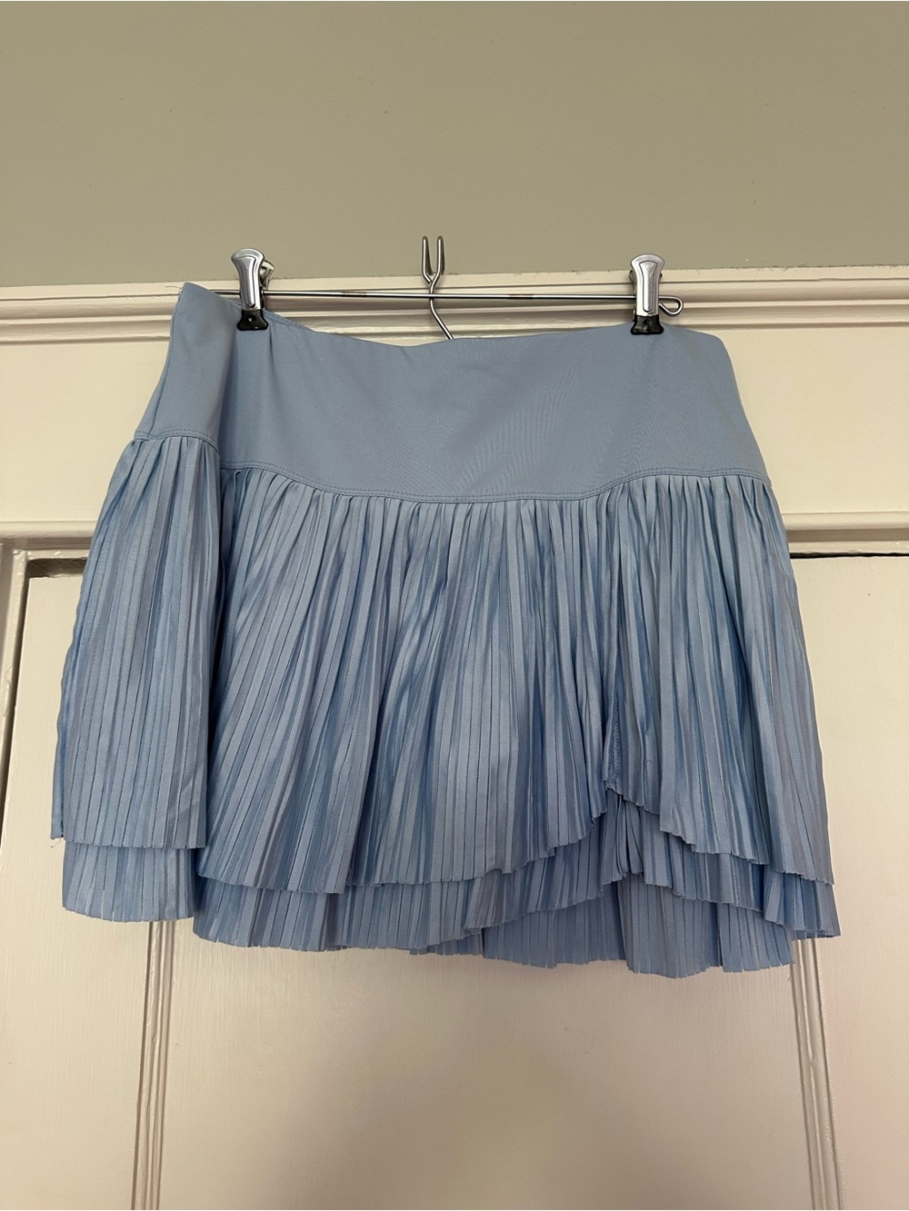 Lucky in Love Light Blue Pleated Tiered Mini Skirt